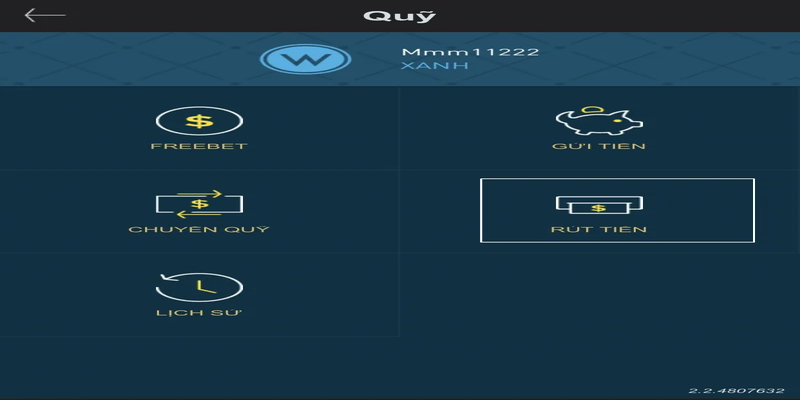 Nhấn thao tác “ rút tiền “ để bắt đầu tạo lệnh